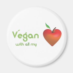 Imã Vegan com todo o meu coração (coração de maçã verm