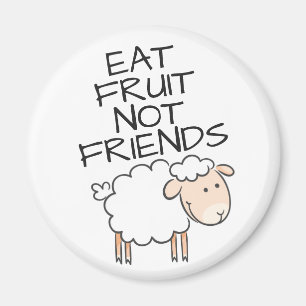 Imã Vegan come fruta não amigos ovelhas brancas bonit