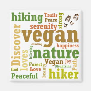 Imã Vegan Hiker Caminhando com o Magnet da Cloud Squar