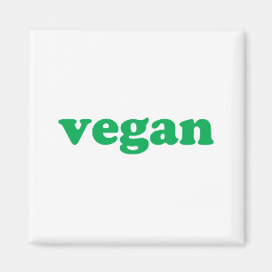 Imã "Vegan", letras verdes, fundo branco