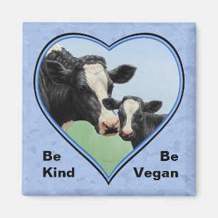 Imã Vegan - Vaca Holstein e Coração Azul