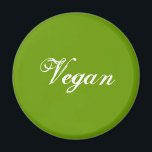 Imã Vegan. Verde. Slogan. Personalizado<br><div class="desc">Em uma fonte de estilo de script agradável. Aqui diz: Vegan.</div>