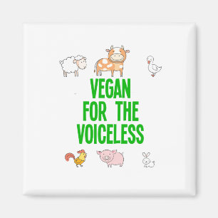 Imã Vegano pelos sem voz branco com animais engraçados