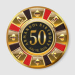 Imã Vegas Casino Chip 50º Aniversário | ouro negro ver<br><div class="desc">Um legal vermelho,  ouro e preto,  Casino Casino de Aniversário de Las Vegas...  mantém o favor de um imã para um aniversário de 50 anos. Use o botão PERSONALIZAR TI para adicionar seu próprio texto.</div>