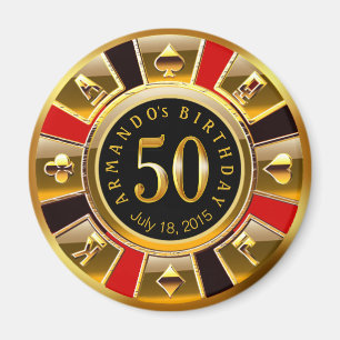 Imã Vegas Casino Chip 50º Aniversário   ouro negro ver