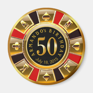 Imã Vegas Casino Chip 50º Aniversário | ouro negro ver