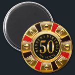 Imã Vegas Casino Chip 50º Aniversário | ouro negro ver<br><div class="desc">Um legal vermelho,  ouro e preto...  Casino de Aniversário de Las Vegas...  Use o botão PERSONALIZAR TI para adicionar seu próprio texto.</div>