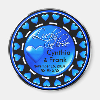 Imã Vegas Lucky in Love Hearts Casino Chip Blue