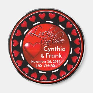 Imã Vegas Lucky in Love Hearts Casino Chip red