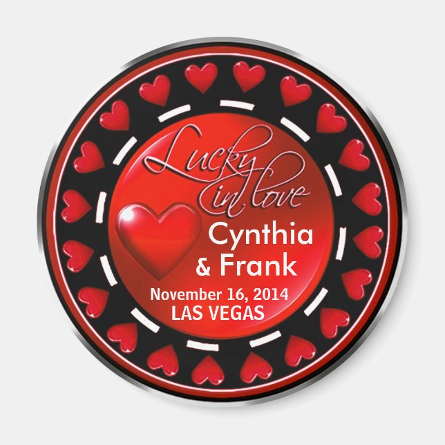 Imã Vegas Lucky in Love Hearts Casino Chip red (Frente)