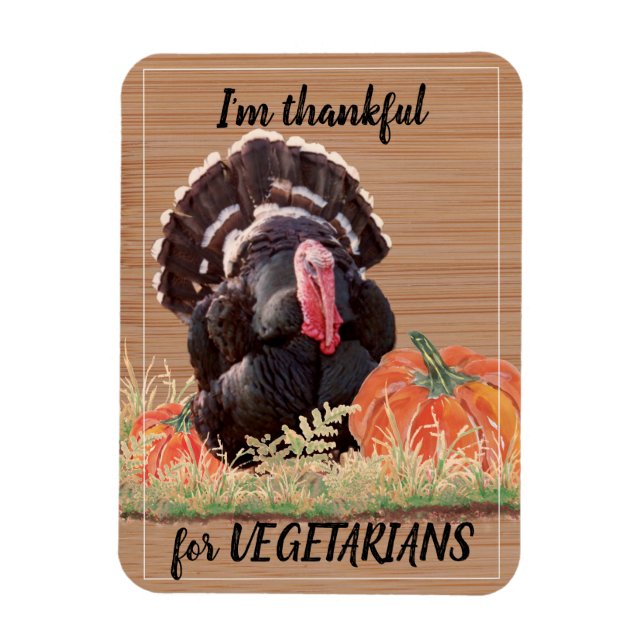 Ímã Vegetarian Vegan Thanksgiving Turkey Thanks Funny (Vertical)