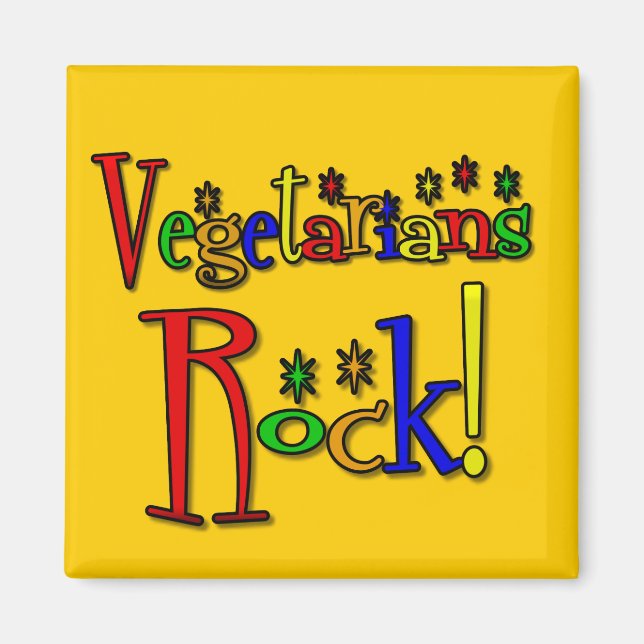 Imã Vegetarianos Rock (estilo retrô) (Frente)