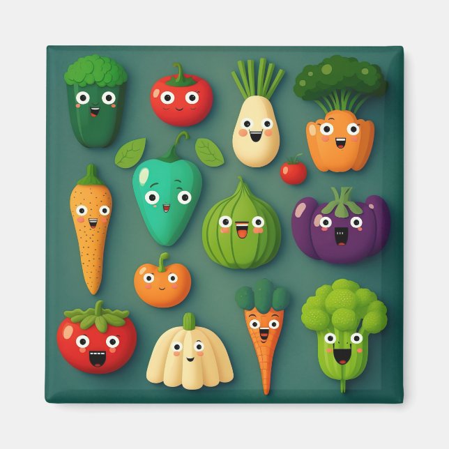 Imã Veggie Characters Veg Photos Vegetables Onion Clip (Frente)