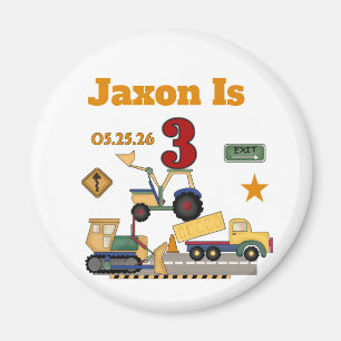Imã Veículos de Construção Personalizados 3º Aniversár
