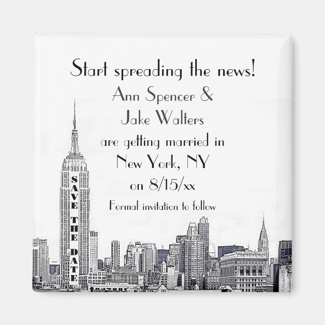 Imã VEJA O LINK REVISADO! Silhueta de NYC Gravada 01 S (Frente)