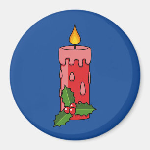 Imã Vela do Pilar Vermelho Natal com Holly