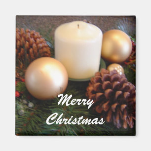 Imã Vela Elegante com Pine Cones