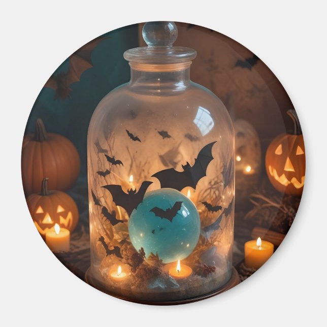 Imã Velas de abóboras de Halloween Cute Spooky Arte Fe (Frente)