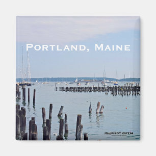 Imã Veleiros na costa do porto velho, Portland Maine