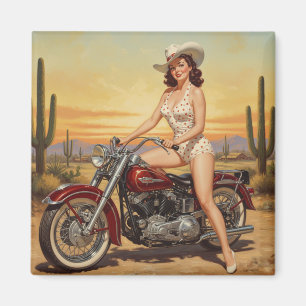 Imã Velha escola, Retro Pin-up Girl na moto