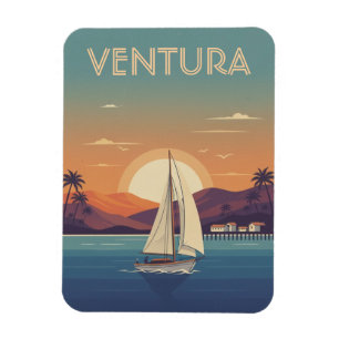 Ímã Velho barco à vela na Costa Dourada de Ventura Cal