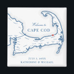 Imã Vencedor de Casamento de Destino de Borda Oceânica<br><div class="desc">Encomendamento rápido e fácil! Esses ímãs do mapa do Cabo Cod fazem favores de casamento do Ocean Edge Resort para incluir na sua bolsas de boas-vindas de casamento no destino de Brewster Cape Cod. Mova o coração clicando em "Editar usando a ferramenta design" em "Personalizar". Perfeito para todos os locais...</div>
