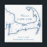 Imã Vencedor de Casamento de Destino de Borda Oceânica<br><div class="desc">Encomendamento rápido e fácil! Esses ímãs do mapa do Cabo Cod fazem favores de casamento do Ocean Edge Resort para incluir na sua bolsas de boas-vindas de casamento no destino de Brewster Cape Cod. Mova o coração clicando em "Editar usando a ferramenta design" em "Personalizar". Perfeito para todos os locais...</div>