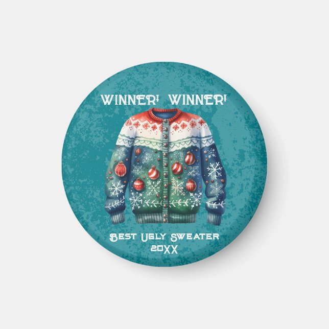 Imã VENCEDOR! VENCEDOR! Concurso Ugly Sweater (Frente)