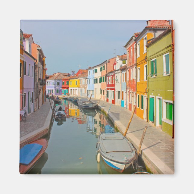 Imã Veneza, canal da ilha de Burano, pequenas casas co (Frente)