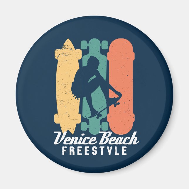 Imã Venice Beach Cali Retro Freestyle Skateboard (Frente)