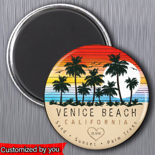 Imã Venice Beach California Retro Palm tree Souvenir