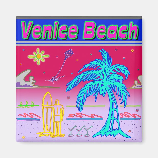 Imã "Venice Beach" Surfer Magnet (Frente)