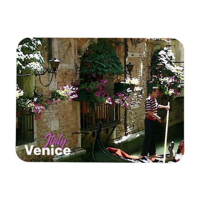 Ímã Venice Gondolier Viagem Souvenir (Horizontal)