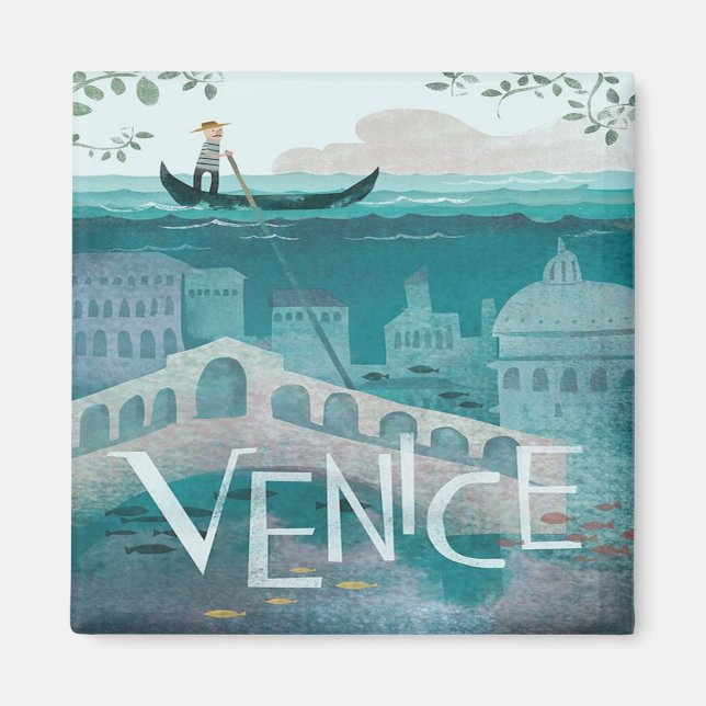 Imã venice Itália, posto retrô de férias de viagem Gon (Frente)