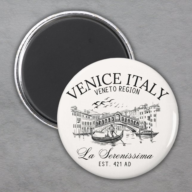 Imã Venice Italy Vintage Old Landscape (Criador carregado)