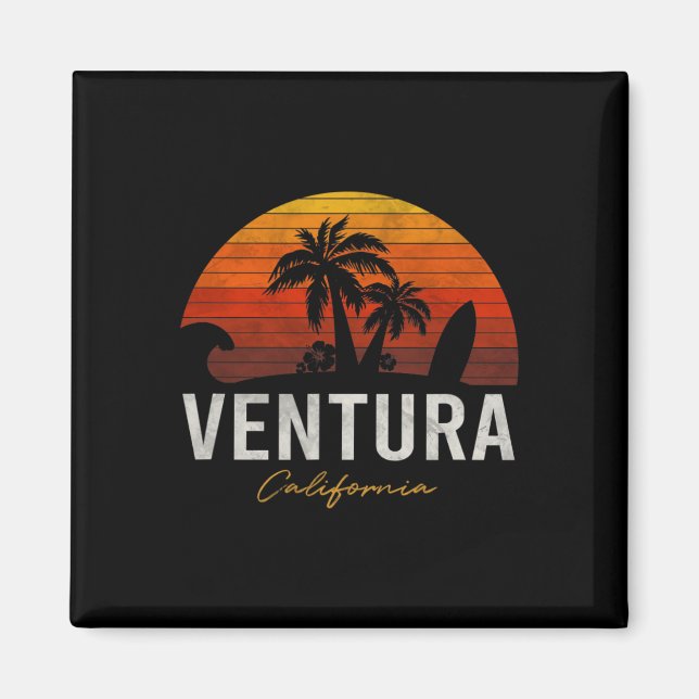Imã Ventura Beach California Palms Vacing Surf Sundo (Frente)