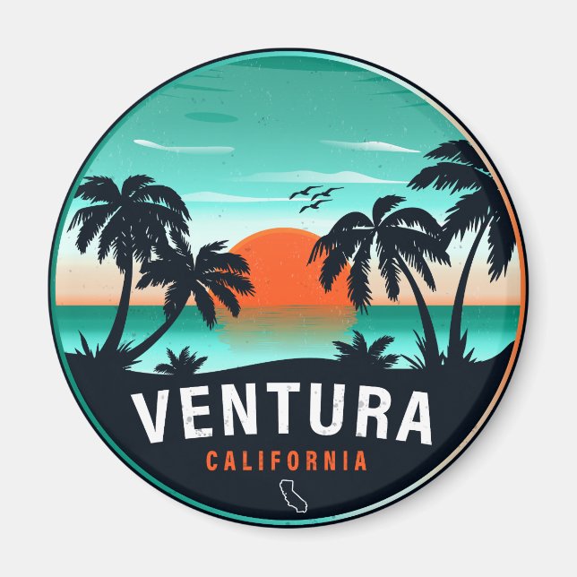 Imã Ventura California Retro Sunset Souvenirs (Frente)