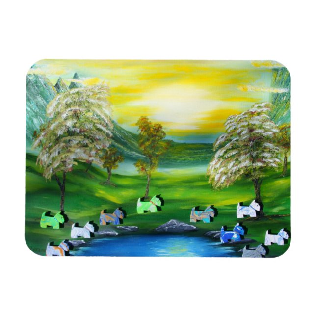 Ímã Vênus escoceses verdes no Pond (Horizontal)