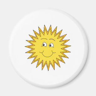 Imã Verão amarelo Sun com uma cara feliz