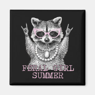 Imã Verão da Garota Feral Meme Divertido Mapache Praia