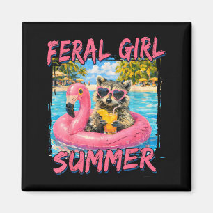 Imã Verão da Menina Feral Engraçado Guaxinim ol Flutua
