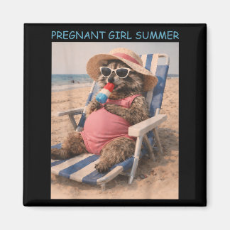 Imã Verão de Menina Grávida Anúncio Divertido de Bebê