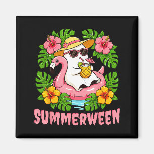 Imã Verão engraçado fantasma Halloween Floral de verão