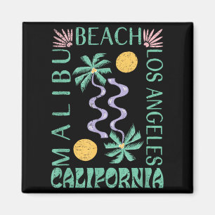 Imã Verão Malibu Califórnia Praia Arte Abstrato Retro