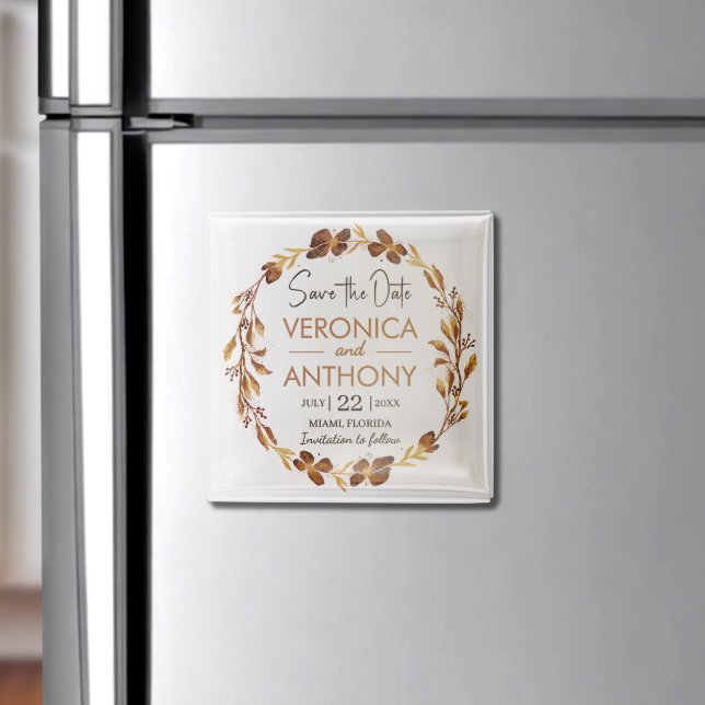 Imã Verão Simples | Casamento Floral De Queda Salvar A (Keep your wedding date top of mind with this fall-themed save the date magnet—easy to display!)