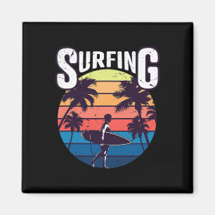 Imã Verão Vintage Surf Surfistas Praia Palmeira