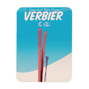 Ímã Verbier, cartaz do viagem do esqui do vintage da