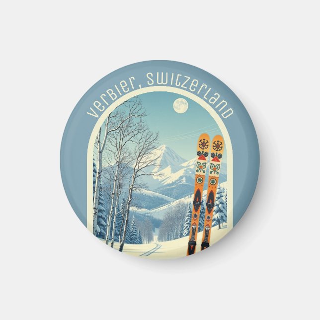 Imã Verbier Suíça Schweiz 4 Vallées esqui  (Frente)