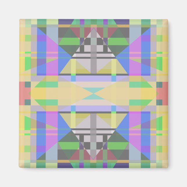 Imã Verde Amarelo Azul Roxo Geométrico (Frente)