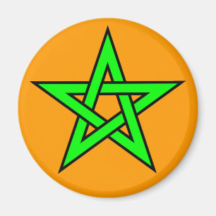 Imã Verde do Pentagram na laranja